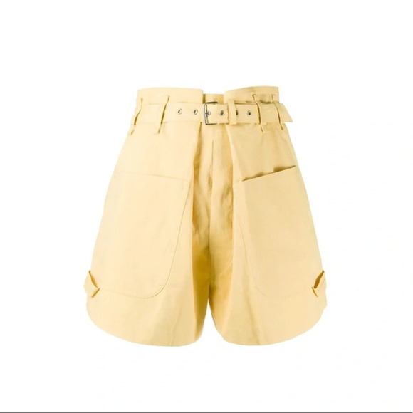 Isabel Marant Ike Belted Cotton Cargo Shorts Yellow - Picture 2 of 7